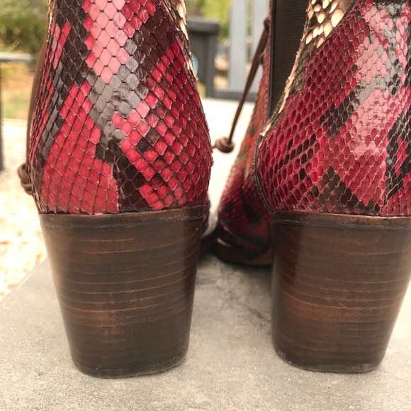Coach Lace Up Bootie With Patchwork Snake NEW - Picture 7 of 9